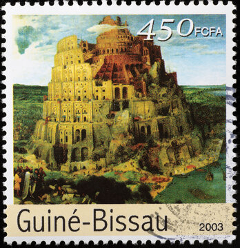 The Tower of Babel by Brueghel the elder on stamp