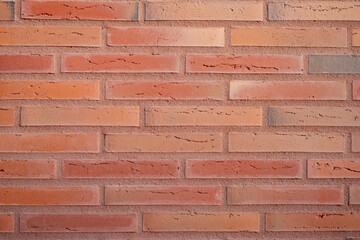 Red brick wall. Fragment of a new modern building wall.