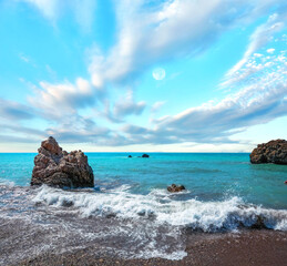 Landscape view over the famous blue bay near the birthplace of Aphrodite in Cyprus
