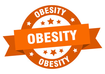 obesity round ribbon isolated label. obesity sign