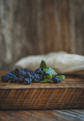 blueberries on a wooden table