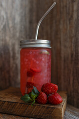 strawberry jam in a glass jar