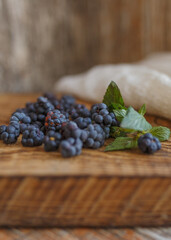 blueberries on wooden background