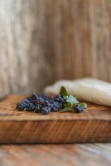 fresh blueberries on wooden background