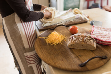 Woman making sandwiches