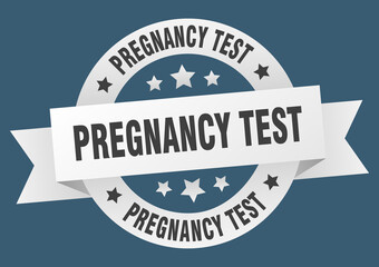 pregnancy test round ribbon isolated label. pregnancy test sign