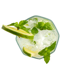 Top view of Mojito cocktail