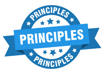 principles round ribbon isolated label. principles sign