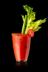 Bloody Marry cocktail isolated on black