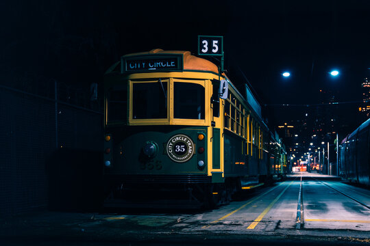 Melbourne Classic Tram At Night 