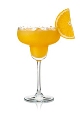 Orange Margarita cocktail isolated on white background