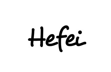 Hefei city handwritten word text hand lettering. Calligraphy text. Typography in black color