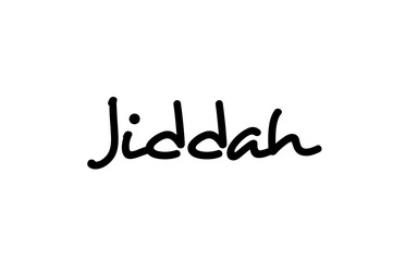 Jiddah city handwritten word text hand lettering. Calligraphy text. Typography in black color