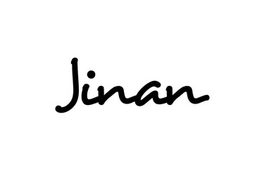 Jinan city handwritten word text hand lettering. Calligraphy text. Typography in black color