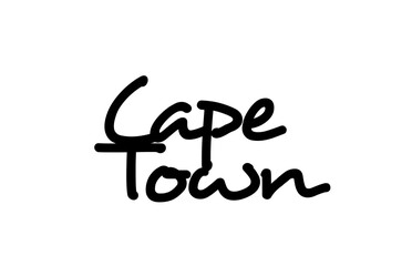 Cape Town city handwritten word text hand lettering. Calligraphy text. Typography in black color