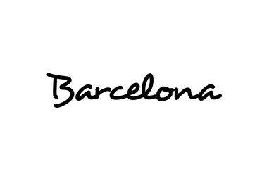 Fototapeta premium Barcelona city handwritten word text hand lettering. Calligraphy text. Typography in black color