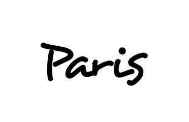 Paris city handwritten word text hand lettering. Calligraphy text. Typography in black color