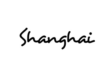Shanghai city handwritten word text hand lettering. Calligraphy text. Typography in black color