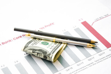  dollar close up. Financial independence. sales growth. dollar rise