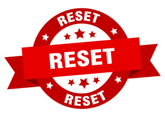 reset round ribbon isolated label. reset sign