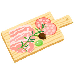 洋風おつまみ　サラミと生ハム、オリーブの実とローズマリー