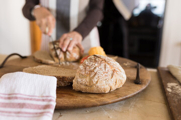 Woman making sandwiches