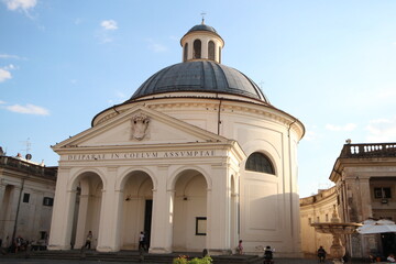 Fototapeta na wymiar Santa Maria Assunta of Ariccia, Italy.Is a Roman Catholic parish church designed in 1661–1665 by Gianlorenzo Bernini; and located in the center of the town.