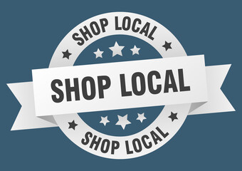 shop local round ribbon isolated label. shop local sign