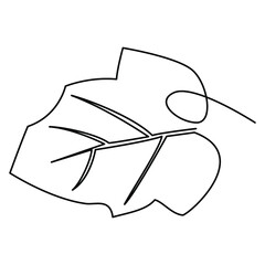 one line continuous drawing beautiful leaf