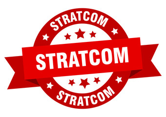stratcom round ribbon isolated label. stratcom sign