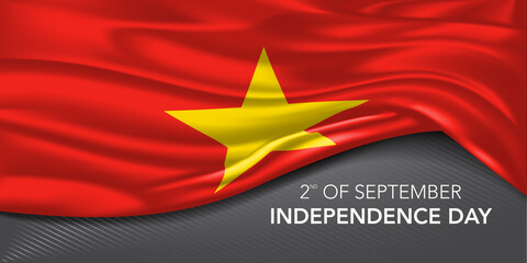 Vietnam happy independence day greeting card, banner with template text vector illustration