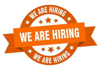 we are hiring round ribbon isolated label. we are hiring sign