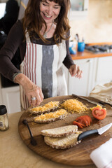 Woman making sandwiches