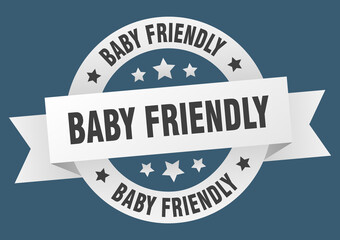baby friendly round ribbon isolated label. baby friendly sign