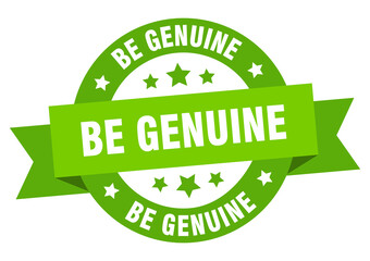 be genuine round ribbon isolated label. be genuine sign