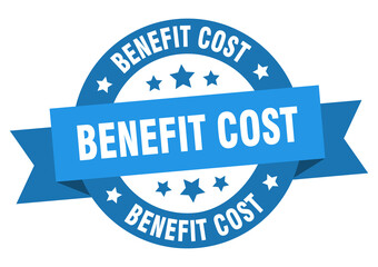 benefit cost round ribbon isolated label. benefit cost sign