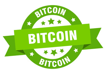 bitcoin round ribbon isolated label. bitcoin sign