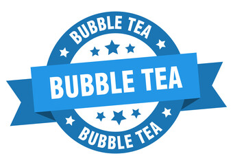 bubble tea round ribbon isolated label. bubble tea sign