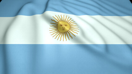 Waving realistic Argentina flag close up on background