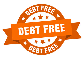 debt free round ribbon isolated label. debt free sign