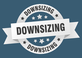 downsizing round ribbon isolated label. downsizing sign