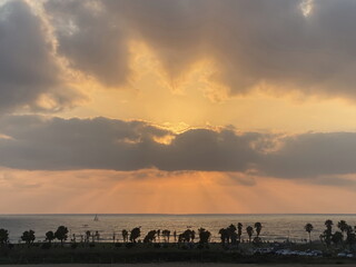 Fototapeta na wymiar Beautiful sunset over the Mediterranean Sea.
