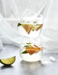 Iced lemonade with fresh citrus and mint