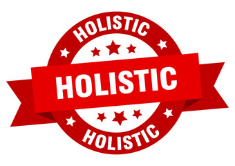 holistic round ribbon isolated label. holistic sign