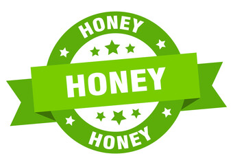 honey round ribbon isolated label. honey sign