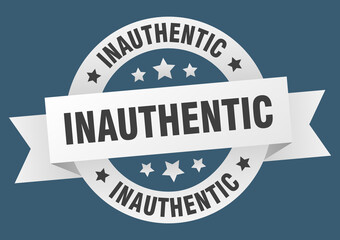 inauthentic round ribbon isolated label. inauthentic sign