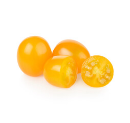 Yellow cherry Tomatoes isolated on white background