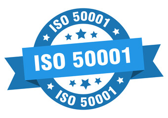 iso 50001 round ribbon isolated label. iso 50001 sign
