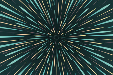 Obraz premium Abstract circular speed geometric background. Light rays. Neon. Starburst dynamic lines pattern, 3D rendering. Stock vector illustration on dark background. 