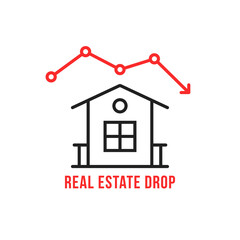 red real estate drop simple linear icon